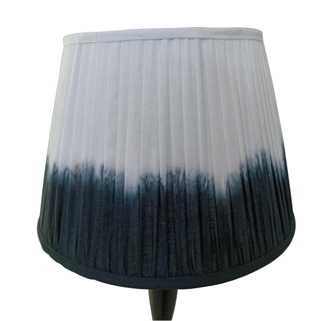 LARGE TIE DYE LAMP SHADE IN WHITE & NAVY BLUE