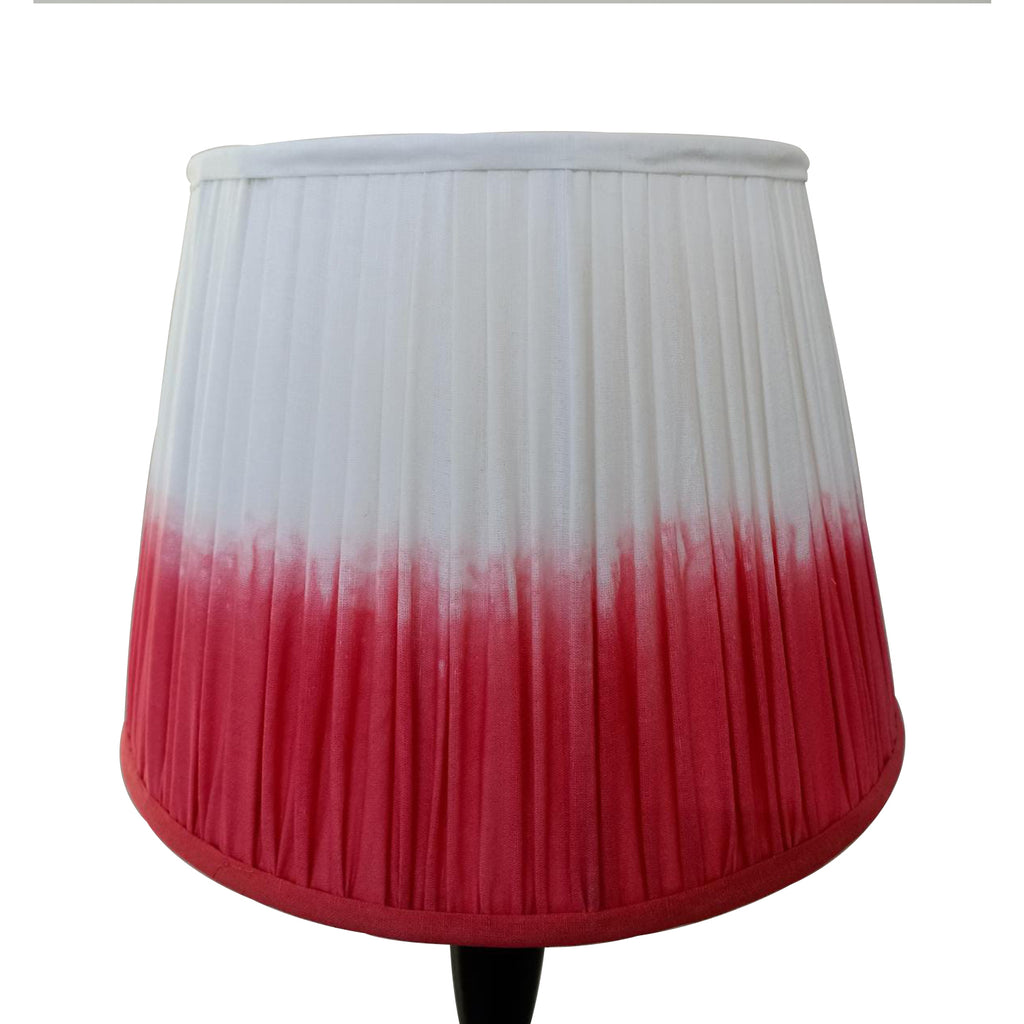 Medium tie dye lampshade in coral and white 