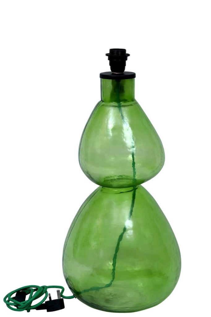 Glass bubble lamp base in green, with a green cord