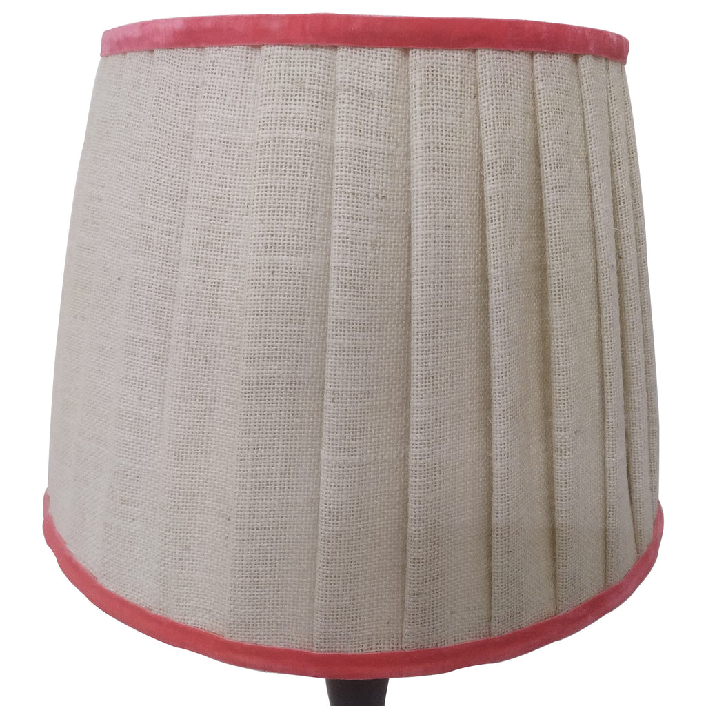 jute lampshade with coral trim