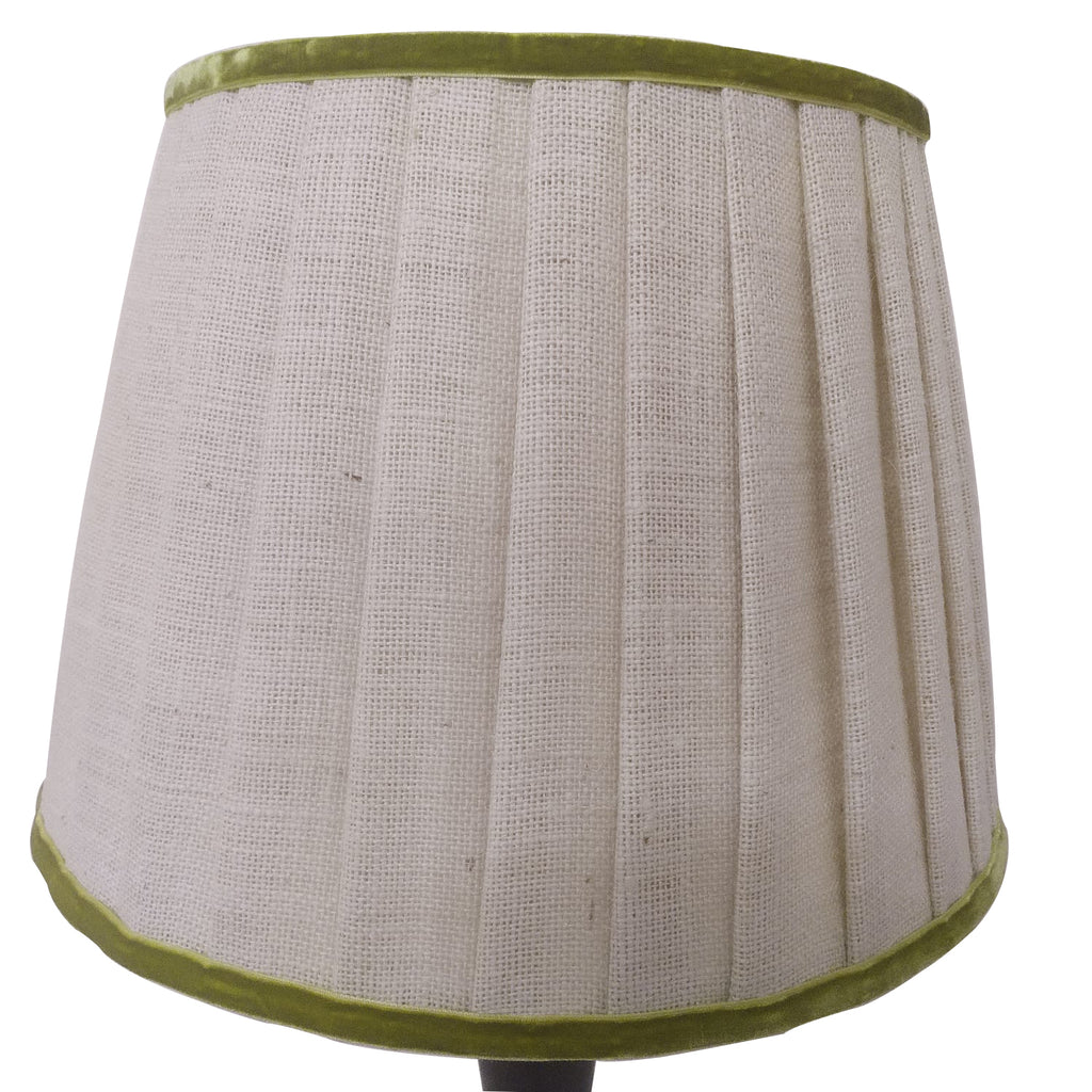 Lampshade with green velvet trim