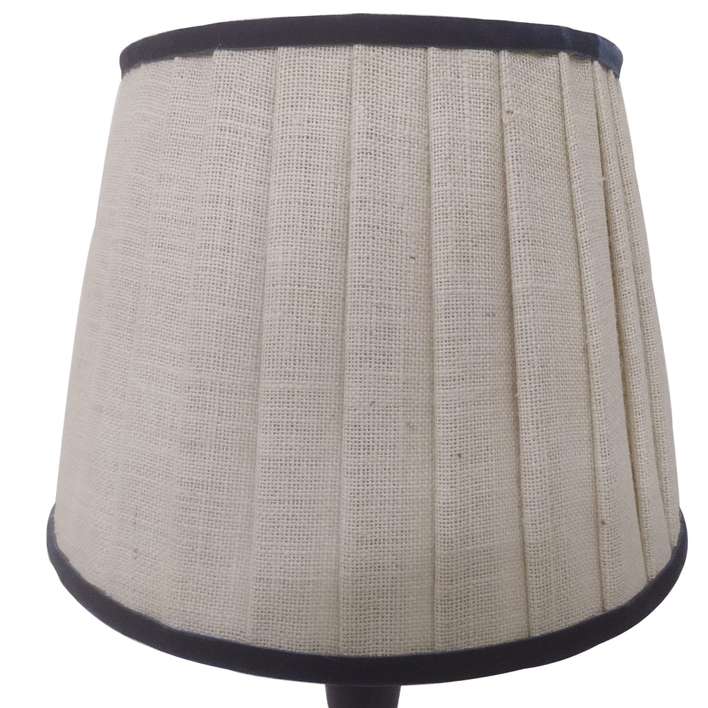 bleached jute lampshade with navy trim