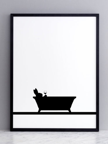 Bath time Rabbit Print with frame