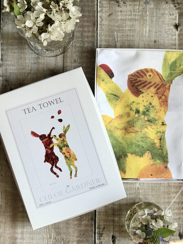 Chloe Gardner Leaf Hares Tea Towel