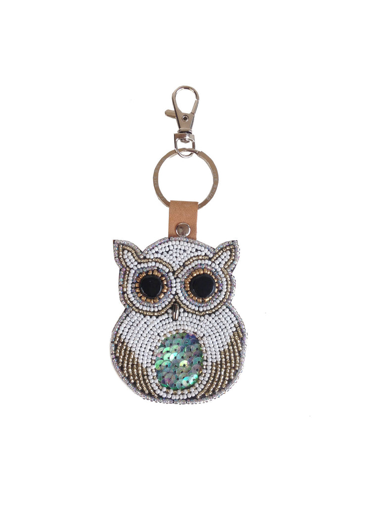 Owl beaded keyring