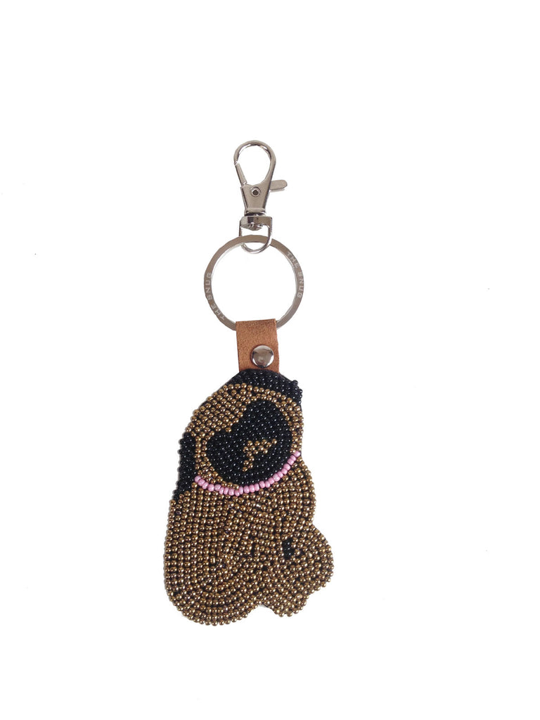 Pug beaded keyring