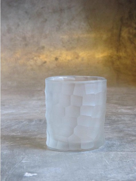 clear carved glass tealight holder 